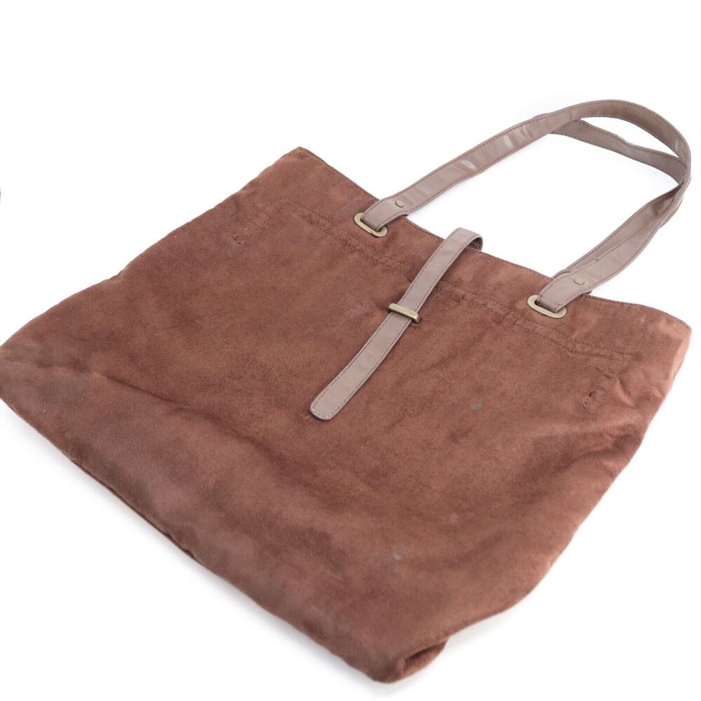 Bath Body Works Handbag Women Medium Brown Faux Suede Tote Lined Shoulder Bag